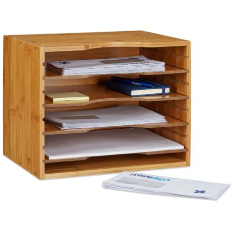 Organiseur Bureau Bambou 4 Tiroirs - Mini Commode Rangement Design Minimaliste