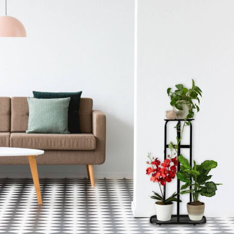 Étagère à Plantes 4 étages En Métal Noir - Pour Intérieur Et Extérieur (balcon, Terrasse, Salon)