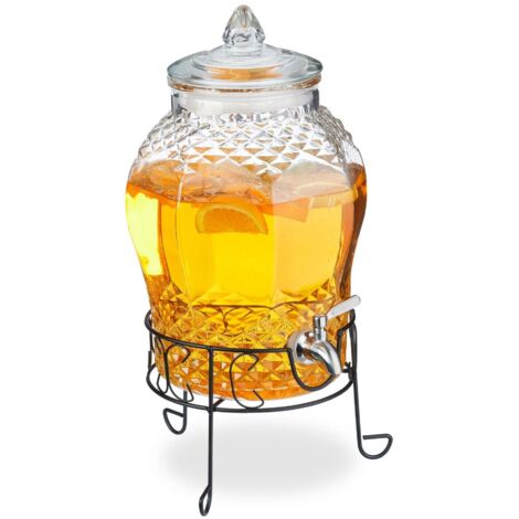 Paire De Distributeurs De Boissons 10L En Verre Avec Support - Idéal Buffet Et Fête