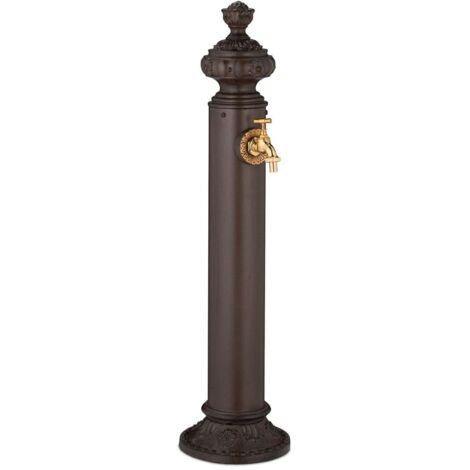 Fontaine de jardin antique a colonne avec robinet dore 87 cm (1/5)
