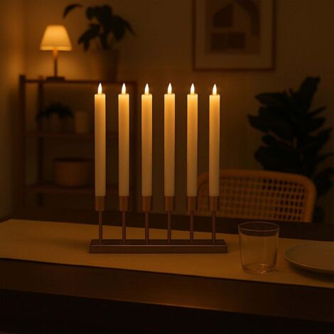 4 bougies coniques sans flamme avec minuterie de 6 heures, bougeoirs d'arbre de Noël de 9,5