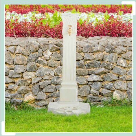 Colonne D'Eau De Jardin Antique - Fontaine Sur Pied Avec Robinet Et Bassin - 30,5 X 33 X 73 Cm