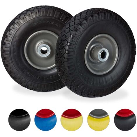 Roue Diable Brouette Lot De 4 Roues Increvables Pour Chariot / Brouette - 255 Mm - Jante Acier Roues 255mm Alésage 16mm