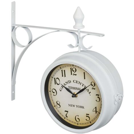 Horloge de gare double face en blanc (1/5)