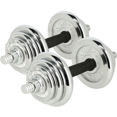 Ensemble D'haltères Réglables En Fonte 40 Lb - Poignées Moletées Chrome/noir, Neuf