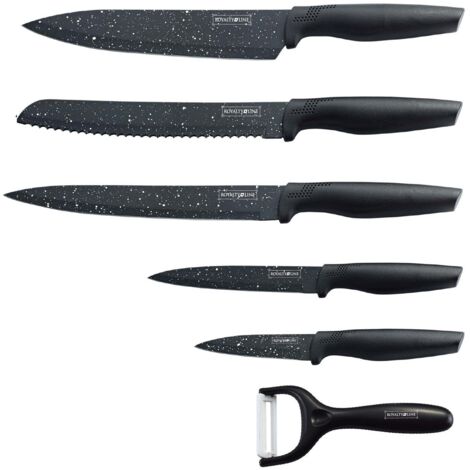 Royalty line rl mb5 set de couteaux de revetement anti adhesif5pcs noire