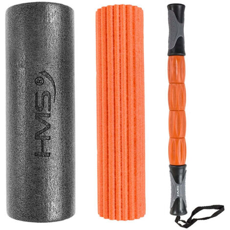 Rouleau De Massage Musculaire TREXO 33 Cm X 14 Cm - Mousse EVA Picots Noir Pour Soulager Douleurs, Yoga, Pilates Et Récupération