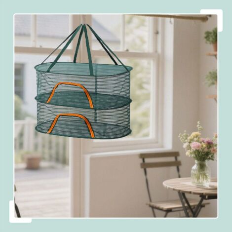 Filet De Séchage Pliable Et Suspendu - Double Couche, Rotation 360° - Pour Vêtements, Herbes, Fruits Secs