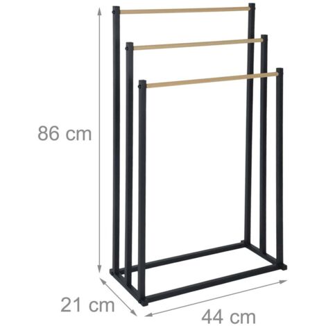 Porte-serviettes Vintage Sur Pied - 2 Barres Et 1 Anneau - Chrome Et Laiton Doré