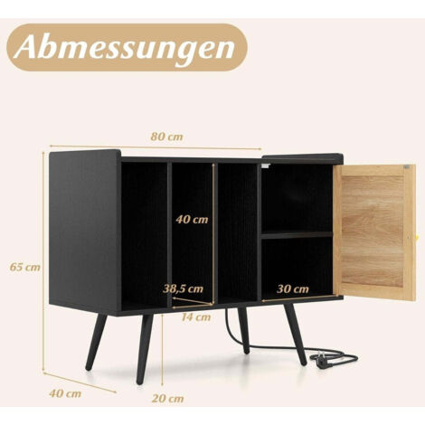 Support Tourne-Disque Vinyle Avec Rangement Jusqu'à 280 Albums - Meuble Platine Vinyle Bois Et Métal, Table Vinyle Style Vintage Pour Collection