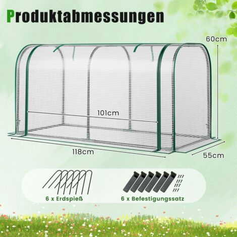 Lot De 2 Serres Tunnel Relaxdays – 2,9 M, Polyéthylène Résistant, Fermeture Éclair, Protection Plantes (Vert)