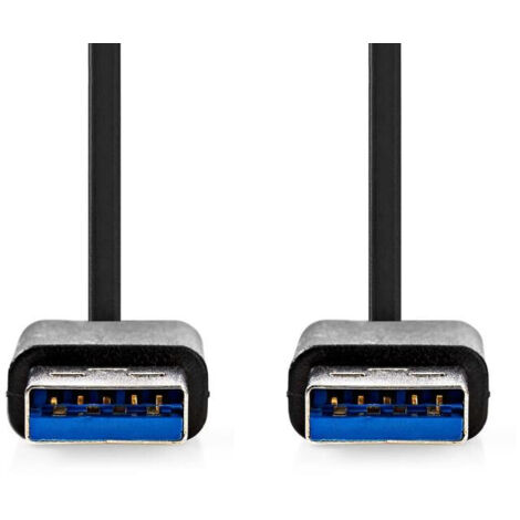 CCGB61000BK20 Câble USB USB 3.2 Gen 1 USB-A Mâle USB-A Mâle 5 Gbps Plaqué nickel 2.00 m Rond PVC Noir Boîte (1/4)