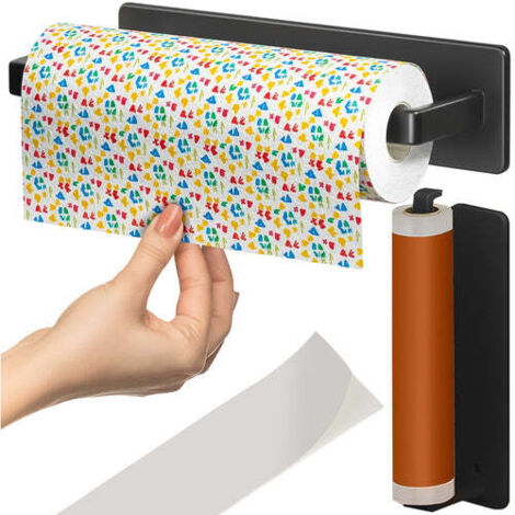 Dérouleur Porte Essuie Tout Murale 27cm Support Pour Porte Papier De Cuisine Porte Serviettes Noir Pour Salle De Bain Toilette Chambre 68628314