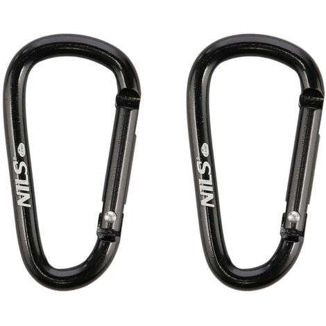 Mousqueton Avec Porte Clés Lot De 2 Mousquetons Noirs Extra Larges - Aluminium Léger Pour Randonnée Et Camping Mousqueton D'escalade