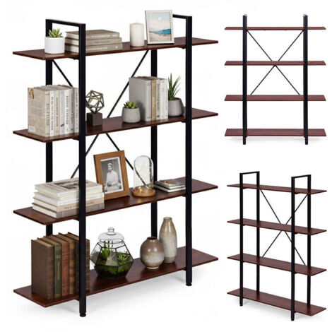 Étagère Loft Industrielle En Métal Et Bois - 5 étagères, 150x65x65 Cm, Style Usine Rétro, Prête à Poser !