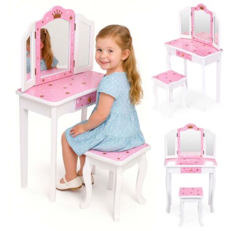 Coiffeuse Enfant avec Miroir Éclairé à 2 Couleurs,Table de Maquillage Enfants avec Tabouret,Étagère Ouverte,Tiroirs,Coiffeuse Princesse 3+Ans ( Rose) | Leroy Merlin Coiffeuse Enfant avec Miroir Éclairé à 2 Couleurs,Table de Maquillage Enfants avec Tabouret,Étagère Ouverte,Tiroirs,Coiffeuse Princesse 3+Ans ( Rose) | Leroy Merlin