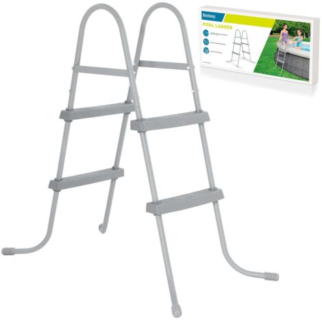 Échelle De Piscine Hors-sol Avec Plateforme - 138 Cm, Acier Galvanisé, 2x4 Marches Antidérapantes - Pour Piscines 120-132 Cm