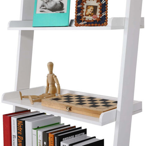 Ladder Shelf 5-Tier, 180cm, MDF Wood, White