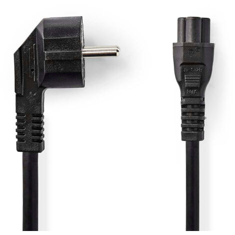 Cable dalimentation connecteur dalimentation male iec 320 c5 coude droit nickele 200 m rond pvc noir boites (1/3)