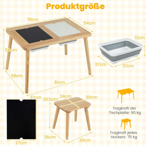 Table d’activités enfants crème double tableau siège et accessoires Table d’activités enfants crème double tableau siège et accessoires