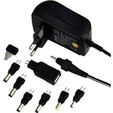 Adaptateur secteur universel écologique, 1500 mA, 8 prises, noir (1/4)