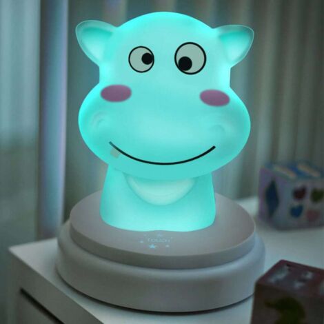 Veilleuse LED Hippopotame, bleue, arrêt automatique, fonctionne sur piles (1/5)