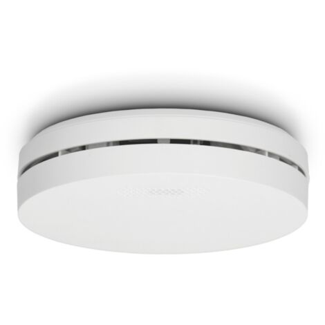 Détecteur de fumée avec pile d'une durée de vie de 10 ans, blanc, design compact (1/4)