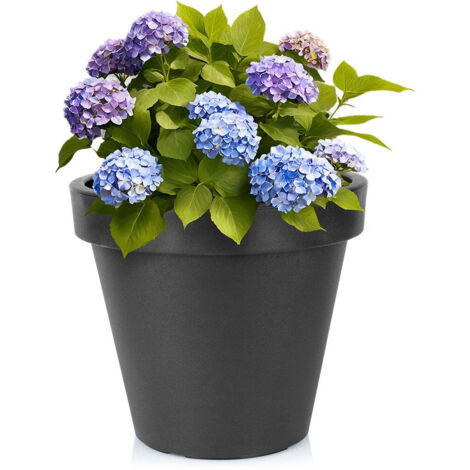 Pot de jardin en plastique noir rond 48 cm (1/5)