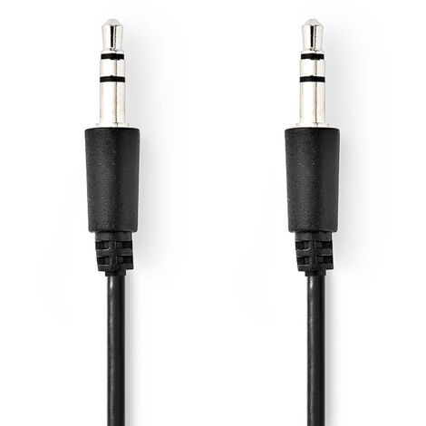 Câble audio stéréo 3,5 mm mâle 3,5 mm mâle Nickelé 1,00 m Rond Noir Étiquette (1/3)