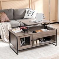 Table basse avec plateau elevateur table centrale avec dispositif de levage pneumatique 106 x 55 x 445 cm gris