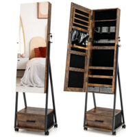 Armoire a bijoux avec miroir et tiroir armoire a bijoux avec miroir sur roulettes marron