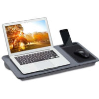 Plateau gris pour ordinateur portable avec tapis de souris