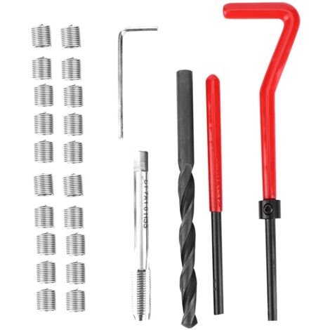 DAYUAN Kit de réparation de filetage M14 x 1,25 mm, outils de réparation de filetage hélicoïdal, kit d'insertion de fil, ensemble d'outils à main compatibles pour réparation automobile