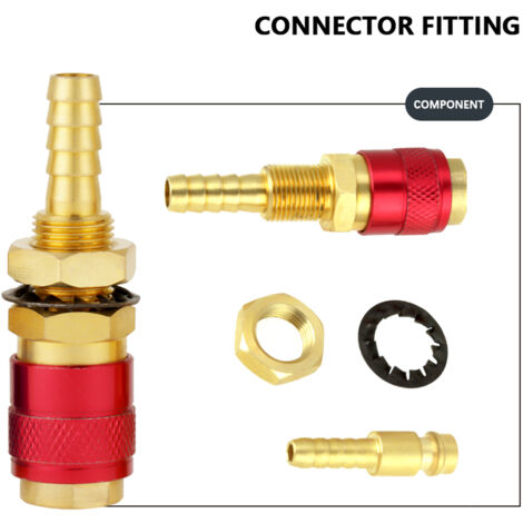 Adaptateur Gaz Refroidi à L’Air 6mm – Raccords Rapides Pour Soudage TIG – Laiton – Bleu Et Rouge
