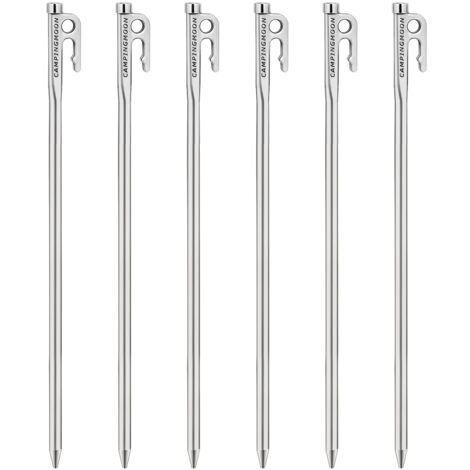 12 Piquets De Tente à Visser HA BIN 20cm - En Acier Galvanisé Avec Adaptateur Pour Perceuse, Pour Ancrage Solide Camping