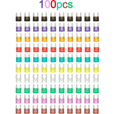 AHL Lot De 90 Mini Fusibles à Lame Pour Voiture, Moto, SUV 5 A, 7,5 A, 10 A, 15 A, 20 A, 25 A, 30 A, 35 A, 40 A