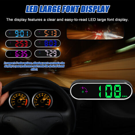 Compteur Vitesse Tête Haute GPS Shkalacar - Affichage LED Coloré - Alarme Survitesse Pour Voiture
