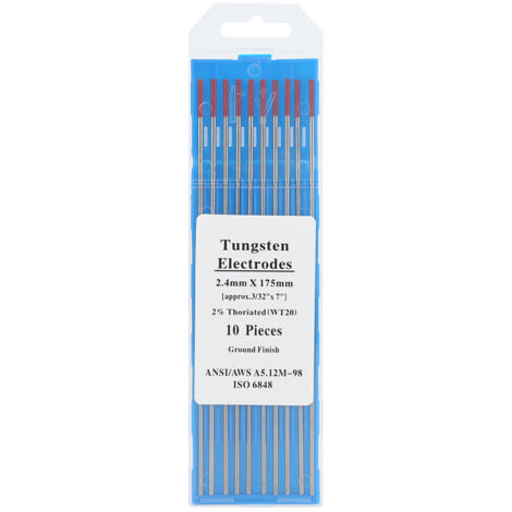 Lot De 10 électrodes Tungstène TIG Gris WC20 - Diamètre 1.6 Mm, Longueur 175 Mm, 2% De Cérium, Pour Soudage Acier Inox, Aciers Alliés