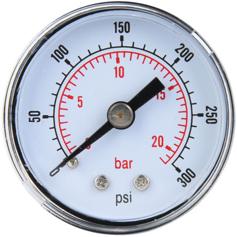 Manomètre De Pression 0-3 Bar (0-45 PSI) - Raccord 1/4" BSPT, Laiton, Pour Piscine, Filtre à Sable, étang Ou Système Hydraulique