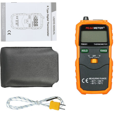 PEAKMETER PM6501 Affichage de l'écran LCD K Thermocouple Tempilement de température avec Thermomètre numérique Hold Hold / Logging