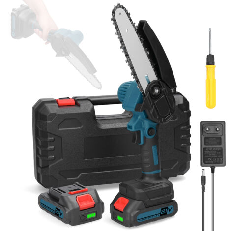 Scie d'élagage électrique portable 21 V 6 pouces, petite scie à chaîne pour fendre le bois, moteur à balais, outil de travail du bois à une main pour la coupe dans le jardin et le verger (1/5)