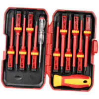 Ensemble de 13 tournevis isolés interchangeables 1000V avec embouts magnétiques fendus, Phillips, Pozidriv et Torx - Kit d'outils de réparation pour électricien
