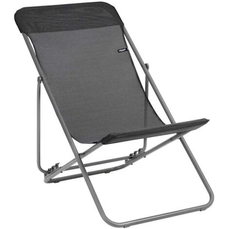Mehrpositions-Klapp-Liegestuhl : Breite 52 cm - Transatube 2 - Batyline® Iso - Schwarz Noir - Lafuma Mobilier