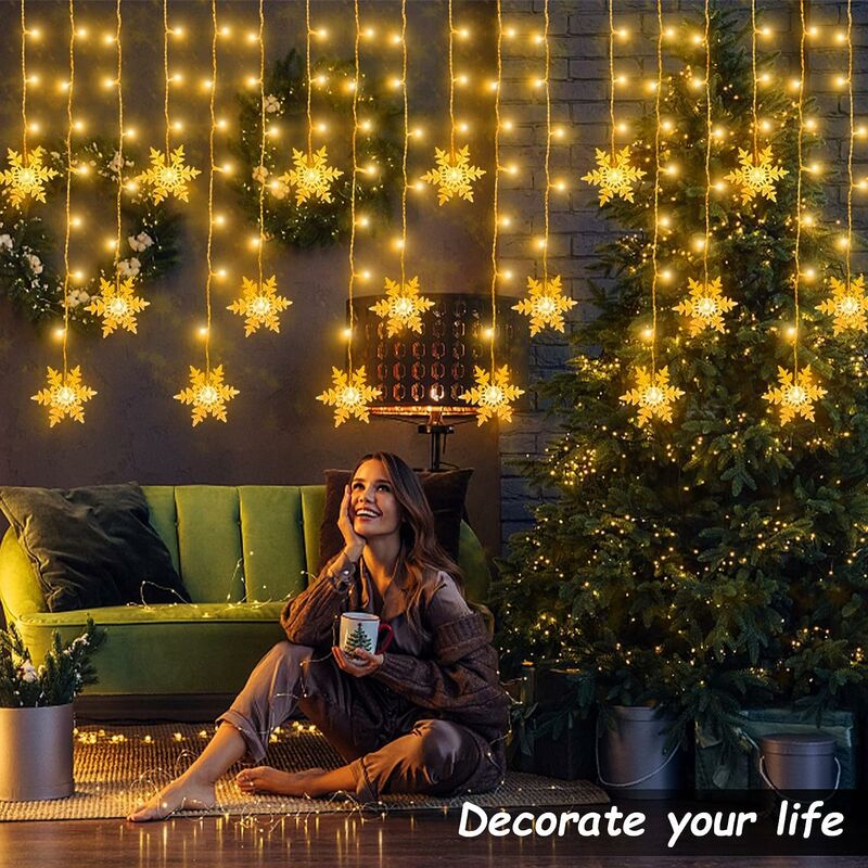 Rideau Lumineux de Noël, Guirlande Lumineuse Étoiles avec Ventouses, 8  modes Fenêtre Décorative de Noël Étoile,Guirlande Lumineuse de Noël  Intérieur Extérieur pour Décoration de Noël,Fête,Mariage : :  Luminaires et Éclairage