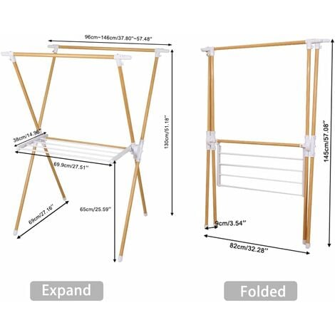 Étendoir Linge Pliable Séchoir à Linge Suspendu Extensible Réglable en  Forme de X avec Étagère Etendage Linge Exterieur et Interieur, pour Draps