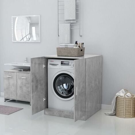 Meuble pour Machine à Laver, Meuble Lave Linge,Meuble Lave Linge, Housse Machine a Laver,Cache Machine a Laver,Housse pour Lave Linge,- Gris béton 71x71,5x91,5 cm
