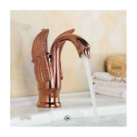 Robinet mitigeur de lavabo froid chaud, cygne doré artistique en laiton  cristal de salle de bains de luxe, trou unique or deux poignées - AliExpress