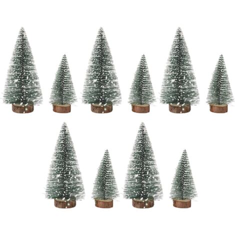 Lot De 9 Mini Sapins De Noël Avec Neige Artificielle - Tailles 10, 15 Et 20 Cm - Déco Table Et Vitrine