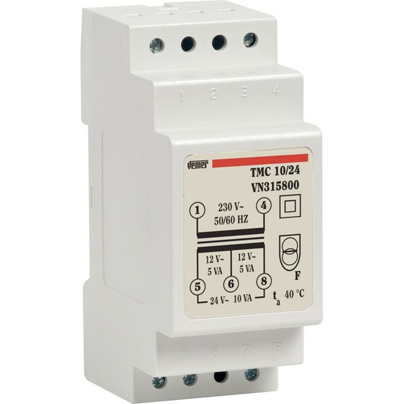 Tmc 10/24 trasformatore di sicurezza 10va per servizio continuo 230v/0-12-24vac vemer vn315800