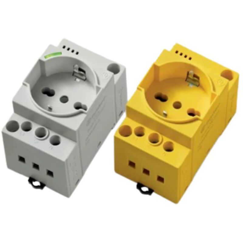 Presa Modulare DEBFLEX 2P+T 10/16A Grigio | Per Guida DIN, Installazione Quadro Elettrico